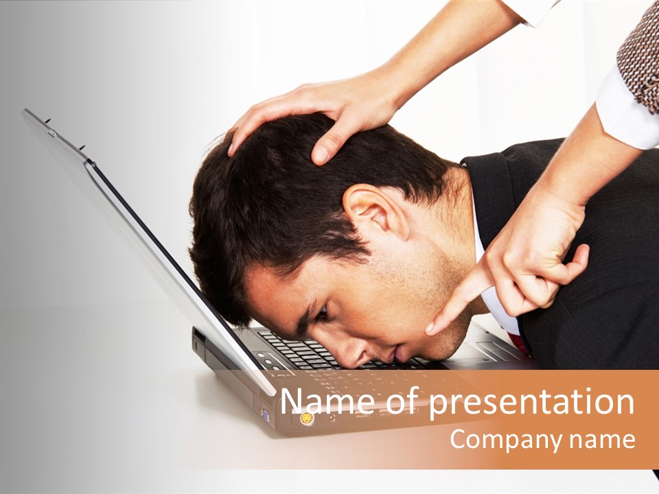 Laptop Envy Stop PowerPoint Template