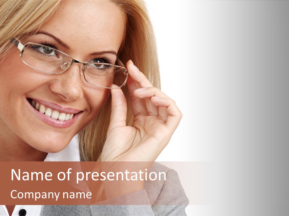 Eyewear Blond Pretty PowerPoint Template