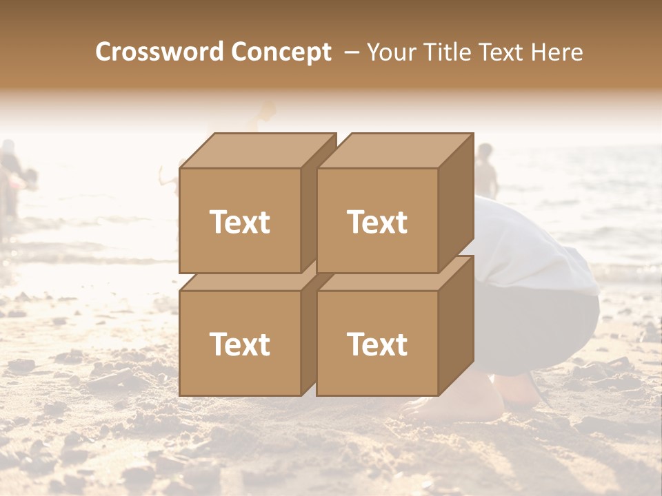 A Young Boy Playing In The Sand At The Beach PowerPoint Template