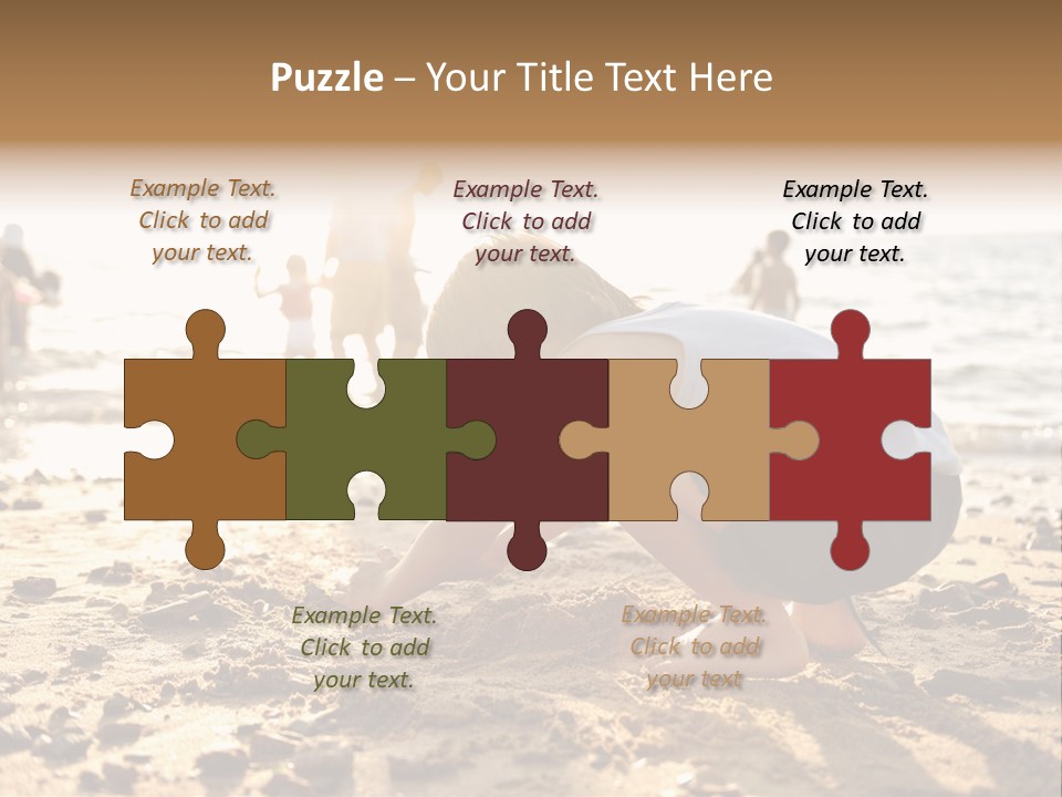 A Young Boy Playing In The Sand At The Beach PowerPoint Template