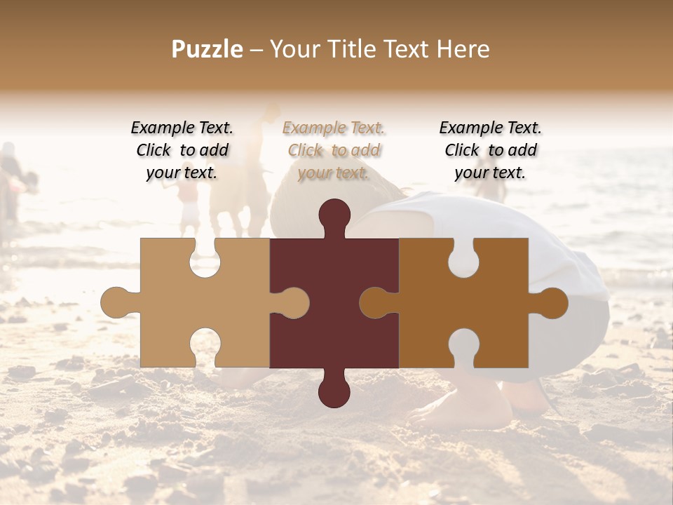 A Young Boy Playing In The Sand At The Beach PowerPoint Template