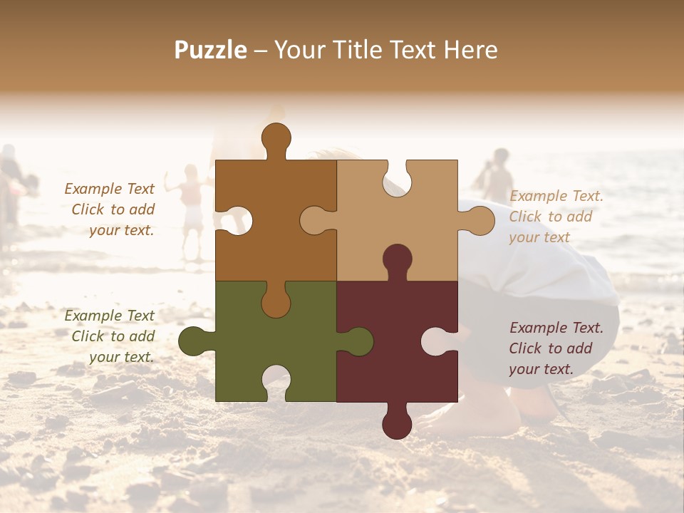 A Young Boy Playing In The Sand At The Beach PowerPoint Template