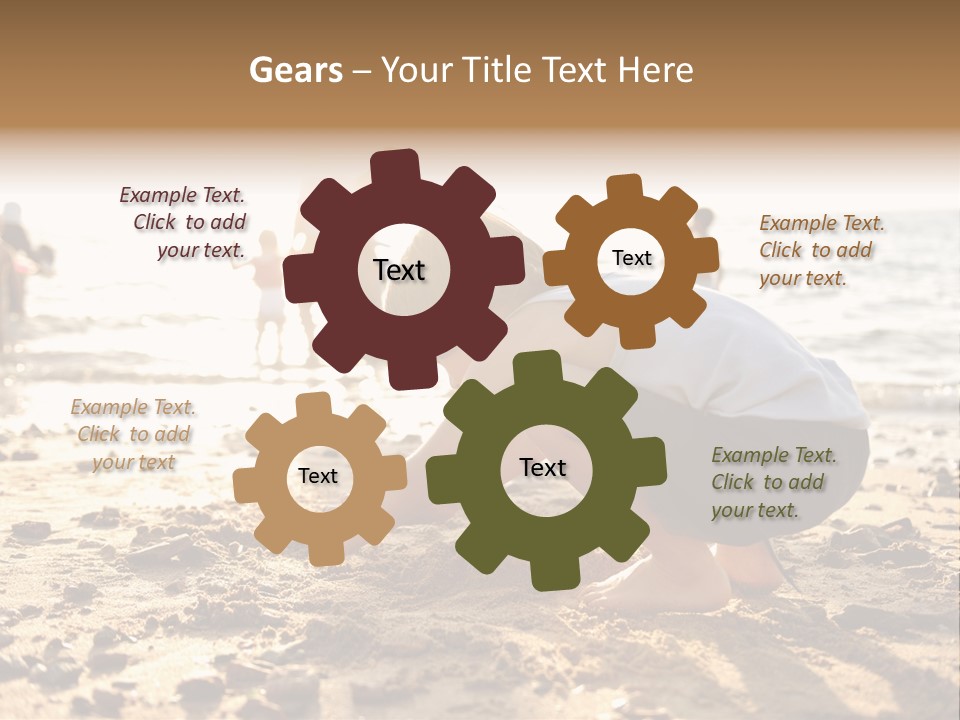 A Young Boy Playing In The Sand At The Beach PowerPoint Template