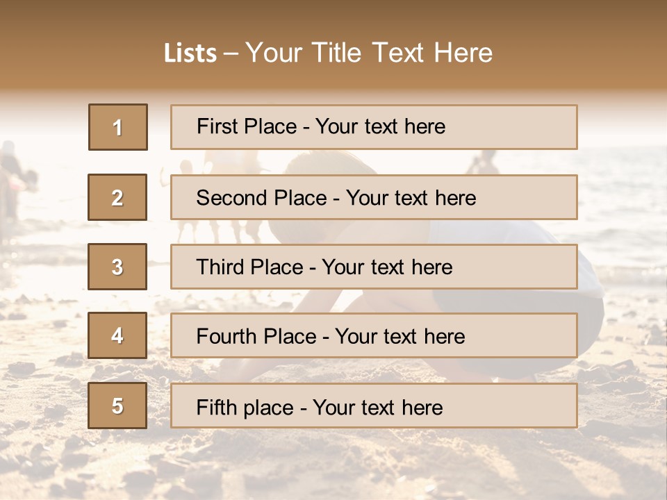 A Young Boy Playing In The Sand At The Beach PowerPoint Template
