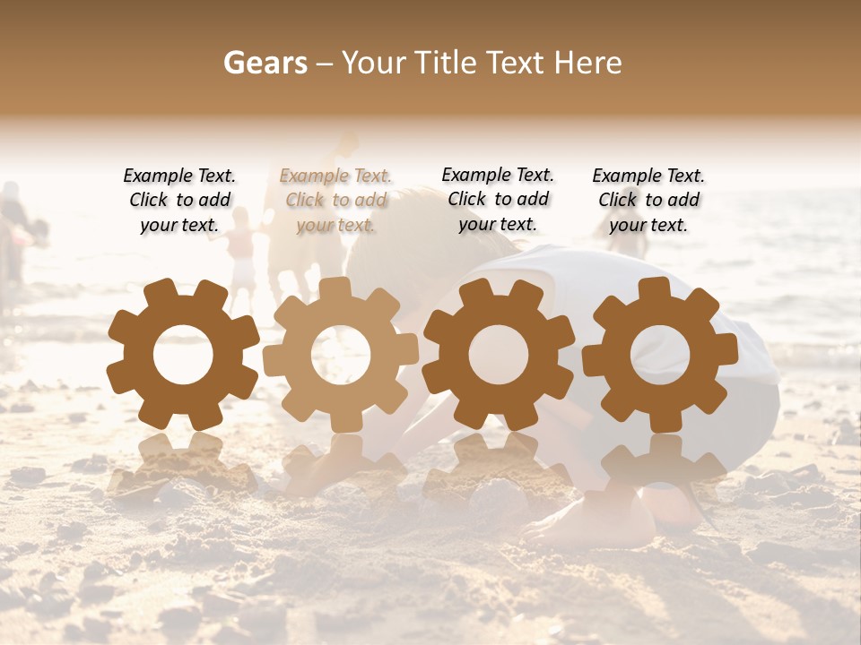 A Young Boy Playing In The Sand At The Beach PowerPoint Template