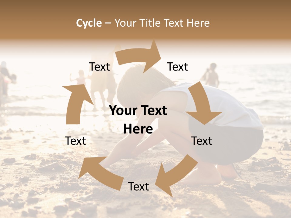 A Young Boy Playing In The Sand At The Beach PowerPoint Template