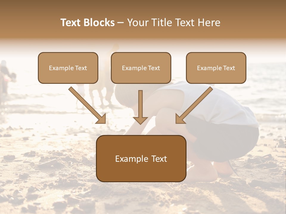 A Young Boy Playing In The Sand At The Beach PowerPoint Template