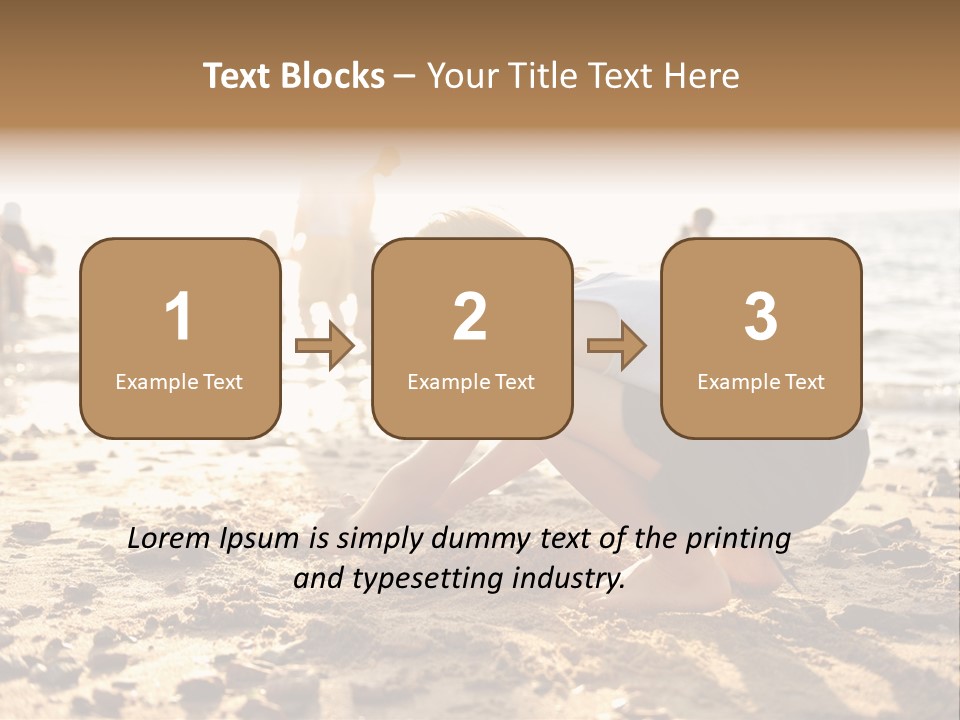 A Young Boy Playing In The Sand At The Beach PowerPoint Template