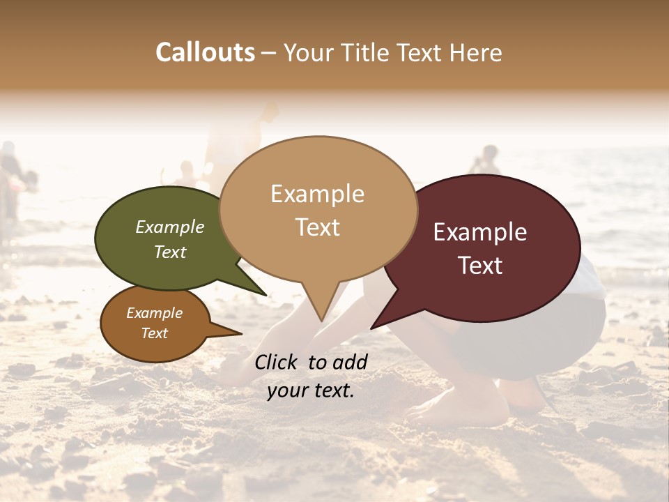 A Young Boy Playing In The Sand At The Beach PowerPoint Template