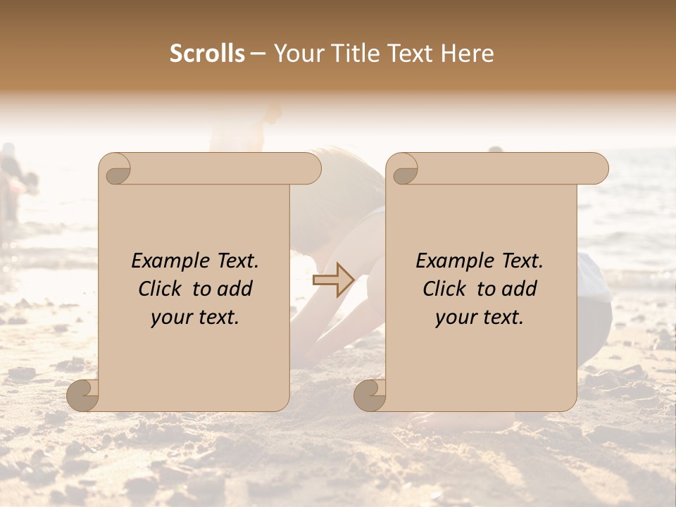 A Young Boy Playing In The Sand At The Beach PowerPoint Template