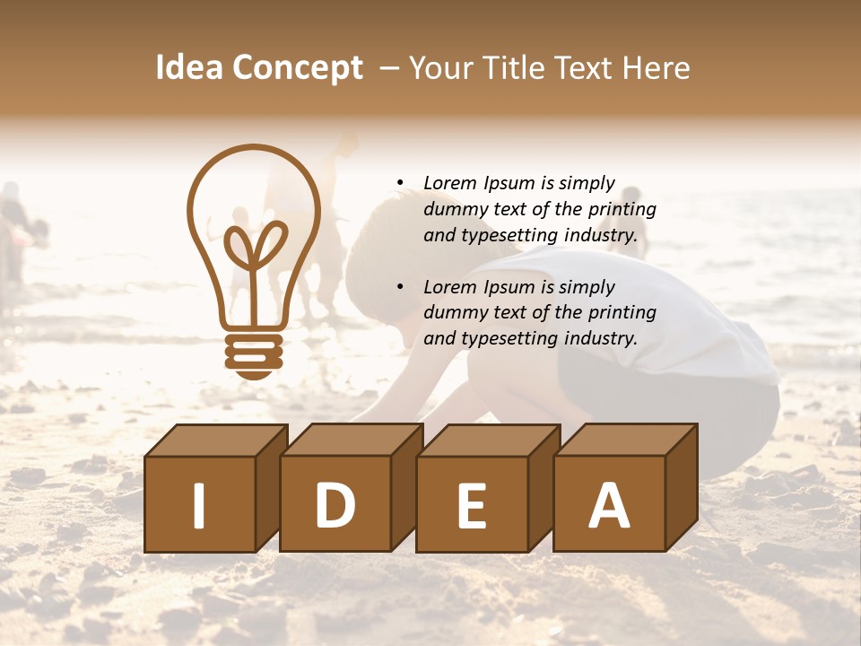 A Young Boy Playing In The Sand At The Beach PowerPoint Template