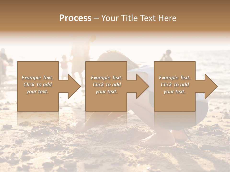 A Young Boy Playing In The Sand At The Beach PowerPoint Template