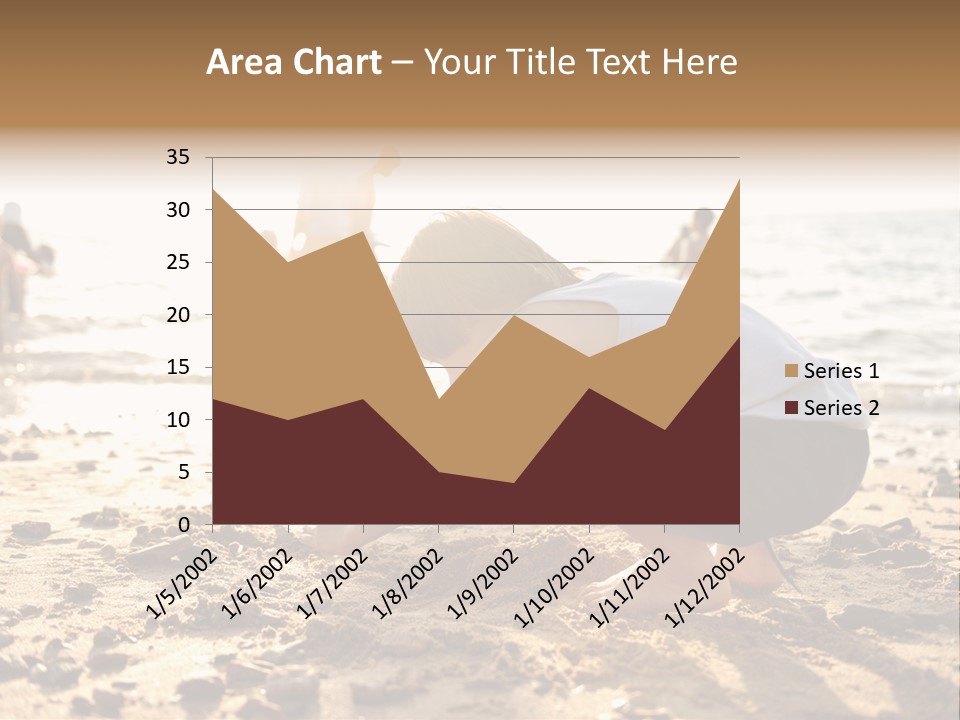 A Young Boy Playing In The Sand At The Beach PowerPoint Template