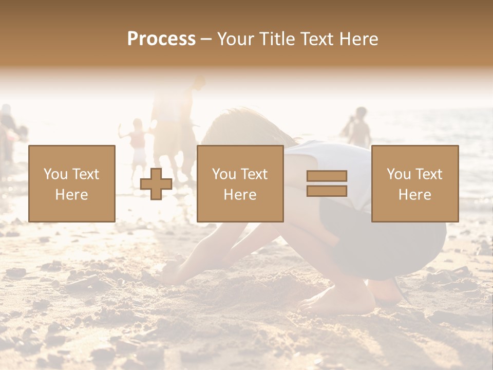 A Young Boy Playing In The Sand At The Beach PowerPoint Template