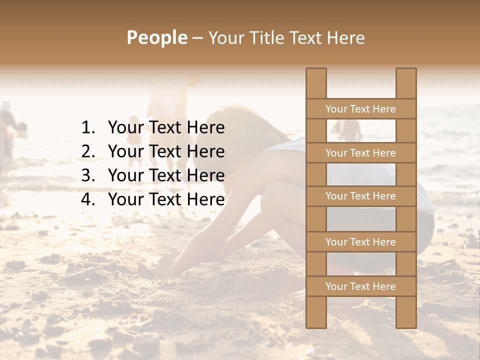 A Young Boy Playing In The Sand At The Beach PowerPoint Template