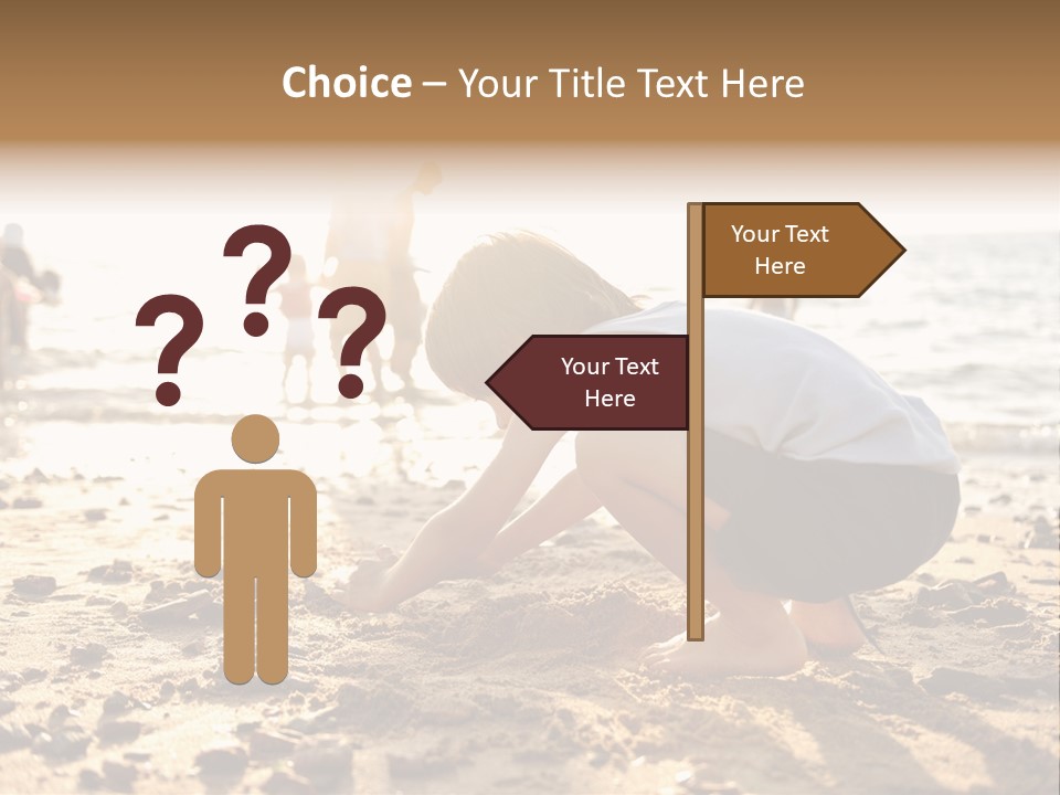 A Young Boy Playing In The Sand At The Beach PowerPoint Template