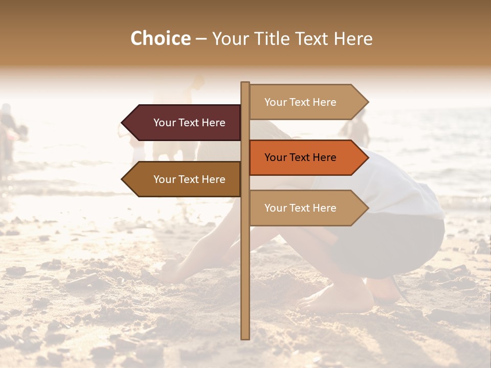 A Young Boy Playing In The Sand At The Beach PowerPoint Template