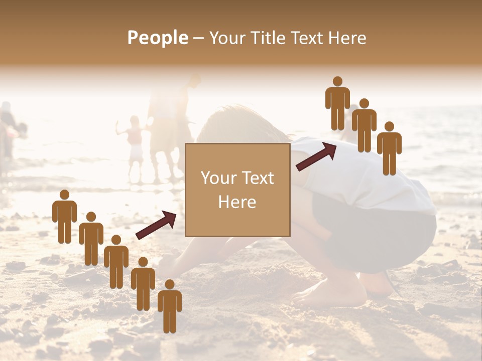 A Young Boy Playing In The Sand At The Beach PowerPoint Template