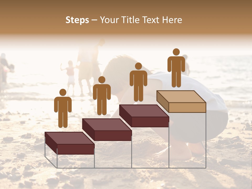 A Young Boy Playing In The Sand At The Beach PowerPoint Template
