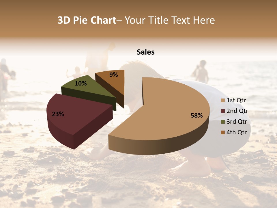 A Young Boy Playing In The Sand At The Beach PowerPoint Template