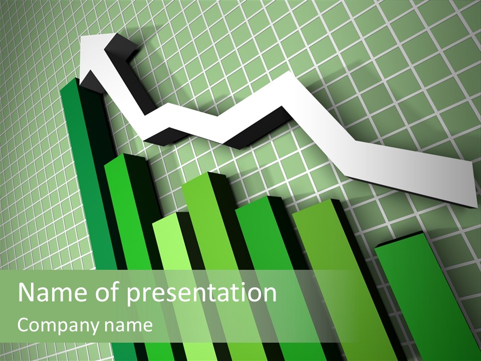 A Business Presentation With A Green And White Arrow PowerPoint Template