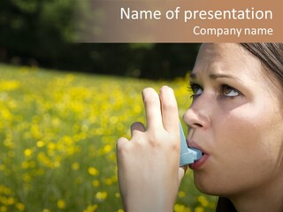 Beautiful Inhaler Girl PowerPoint Template