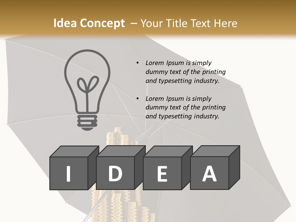 Umbrella Coins Conceptual PowerPoint Template