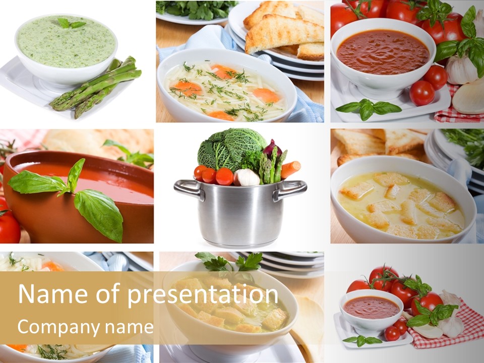 Bowl Dinner Basil PowerPoint Template