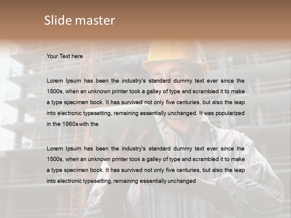 Men Helmet Working PowerPoint Template