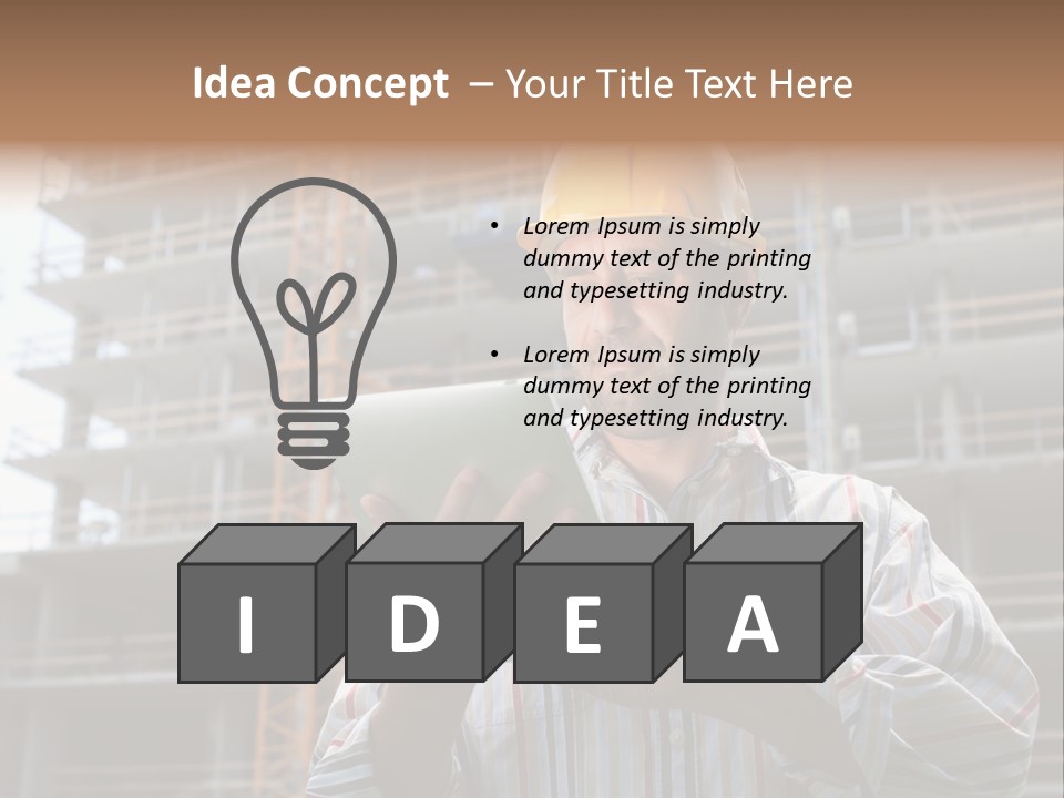 Men Helmet Working PowerPoint Template