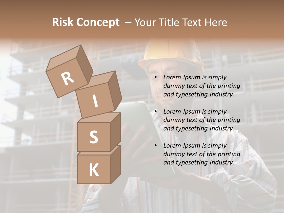 Men Helmet Working PowerPoint Template