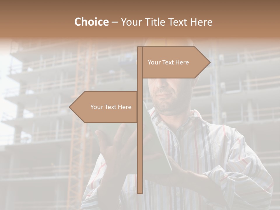 Men Helmet Working PowerPoint Template