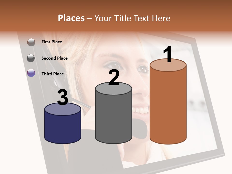 Woman Employee Earphone PowerPoint Template