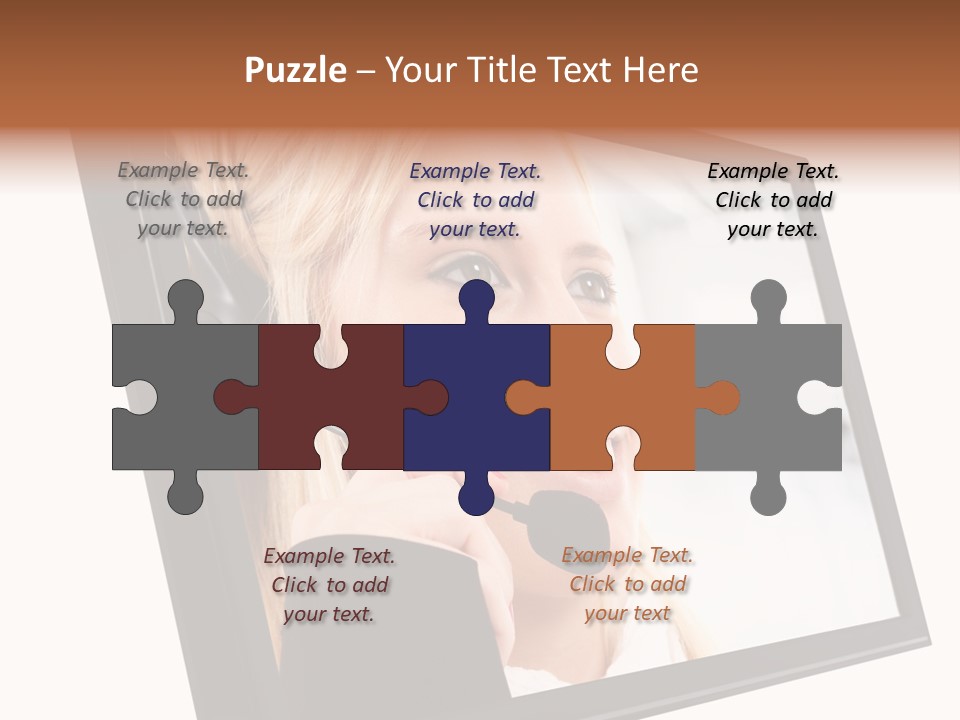 Woman Employee Earphone PowerPoint Template