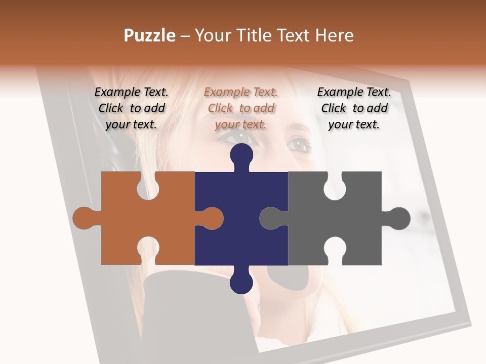 Woman Employee Earphone PowerPoint Template