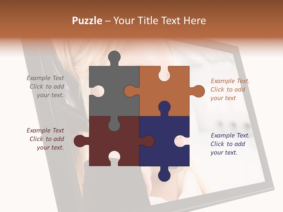 Woman Employee Earphone PowerPoint Template