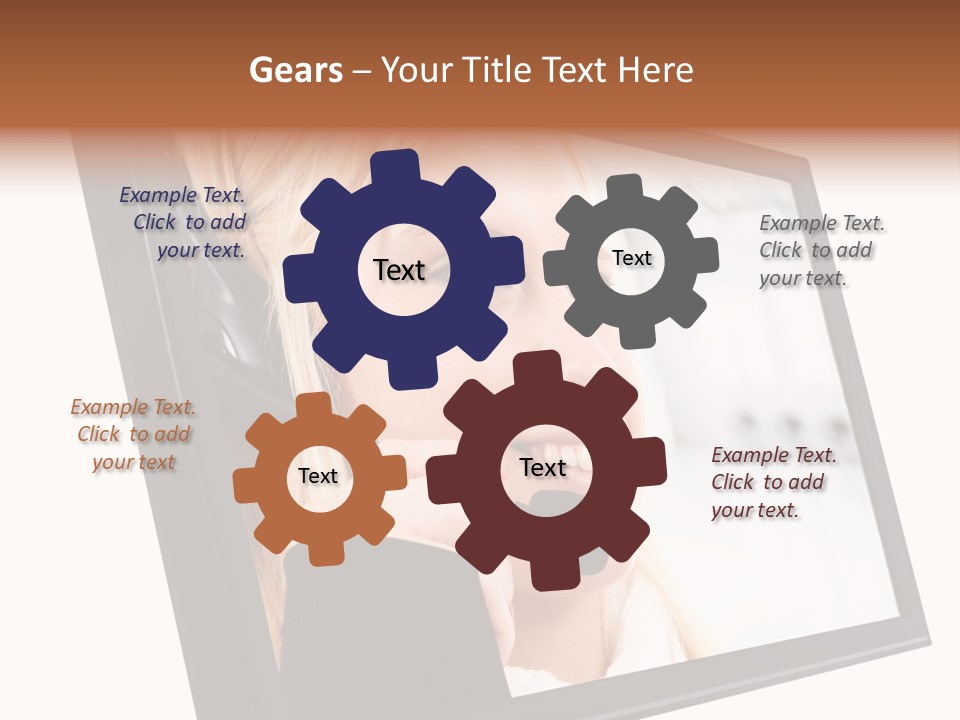 Woman Employee Earphone PowerPoint Template