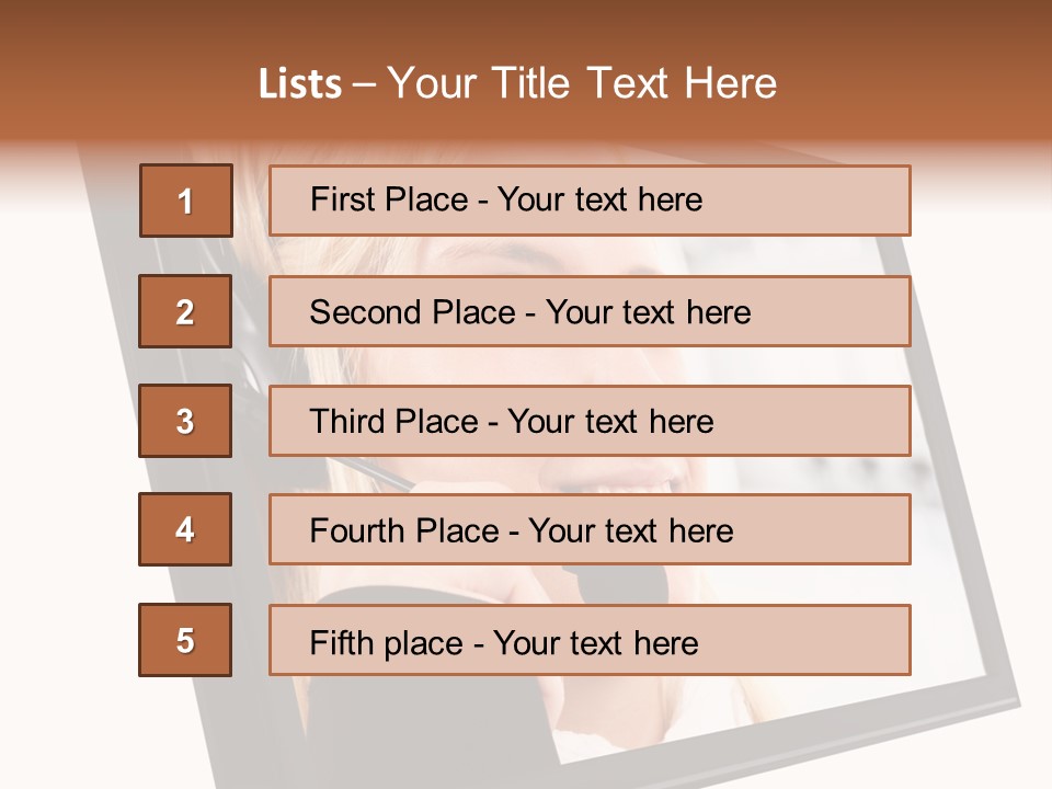 Woman Employee Earphone PowerPoint Template