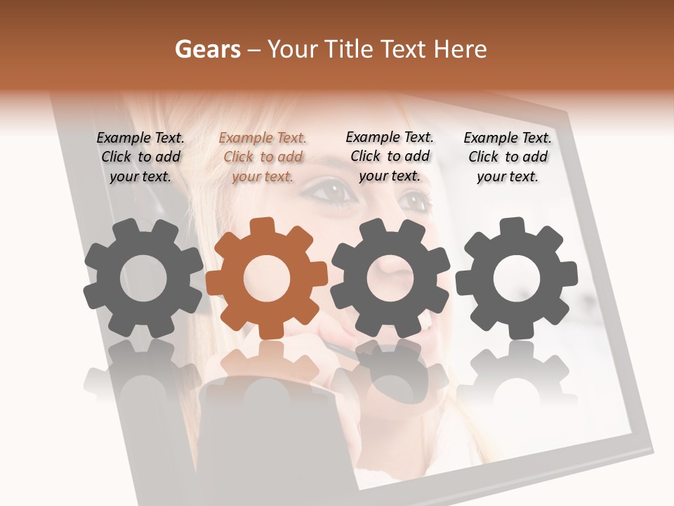 Woman Employee Earphone PowerPoint Template