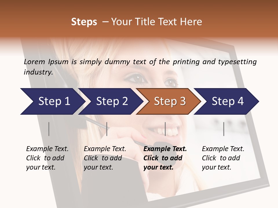 Woman Employee Earphone PowerPoint Template