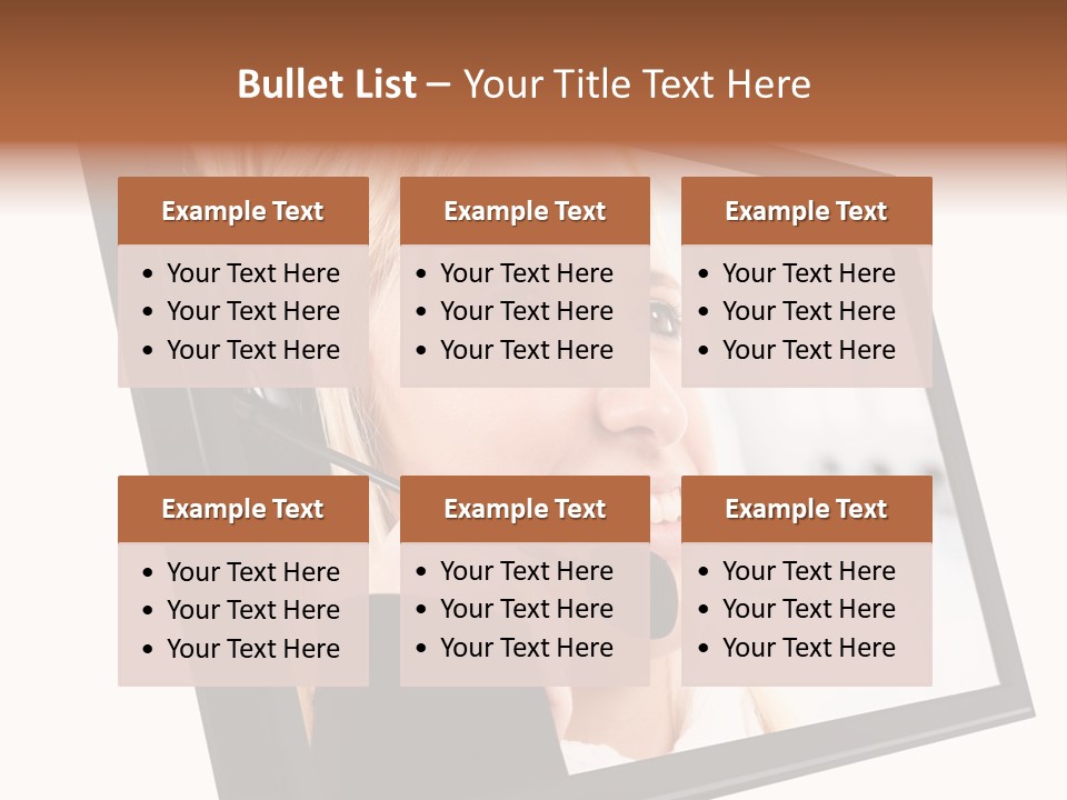 Woman Employee Earphone PowerPoint Template