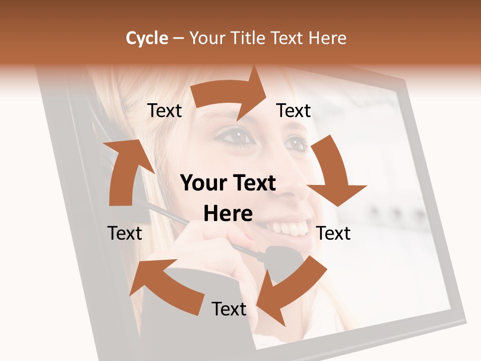 Woman Employee Earphone PowerPoint Template