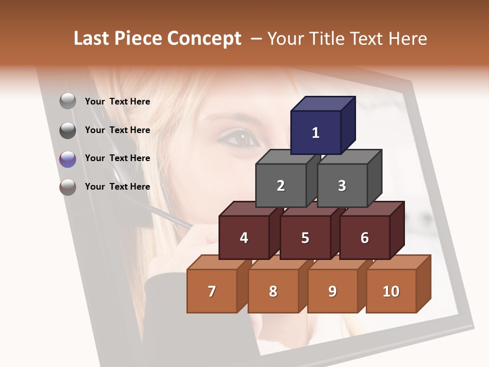 Woman Employee Earphone PowerPoint Template