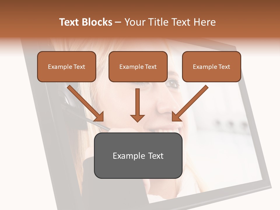 Woman Employee Earphone PowerPoint Template