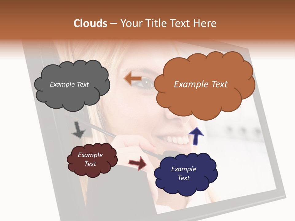 Woman Employee Earphone PowerPoint Template