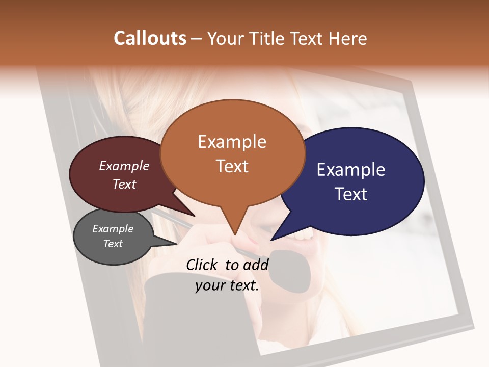 Woman Employee Earphone PowerPoint Template