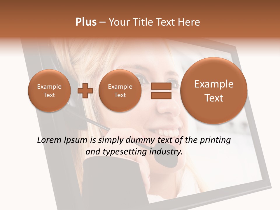 Woman Employee Earphone PowerPoint Template