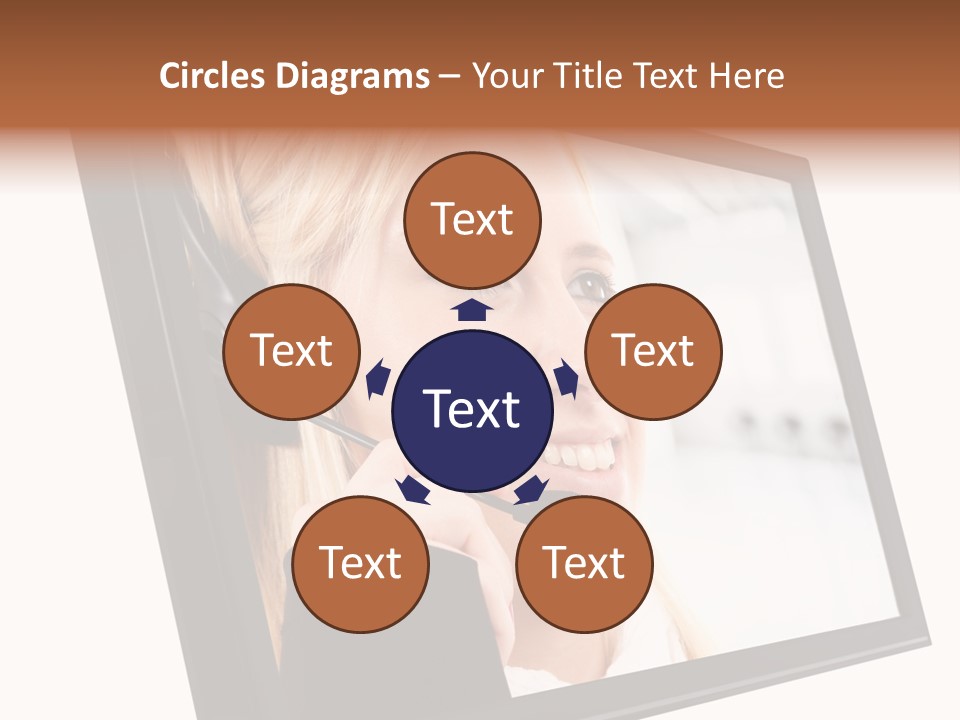 Woman Employee Earphone PowerPoint Template