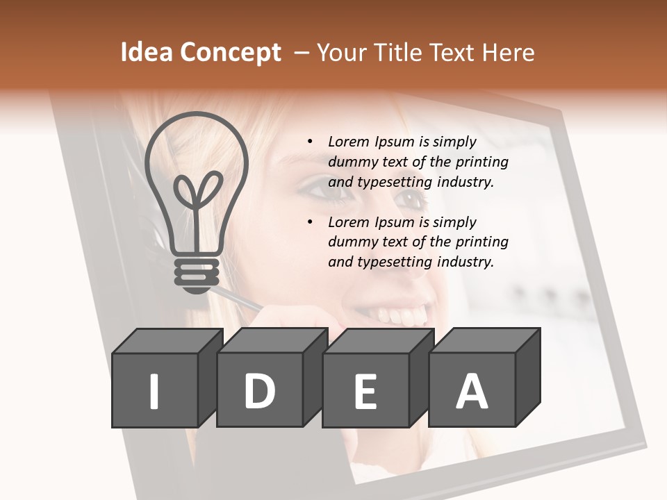 Woman Employee Earphone PowerPoint Template