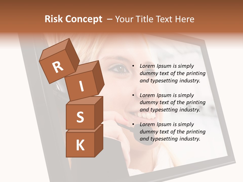 Woman Employee Earphone PowerPoint Template